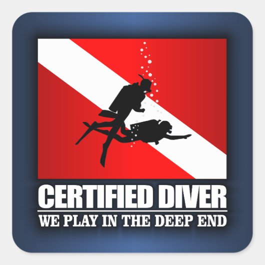 Certified Diver (Deep End) Vierkante Sticker (Voorkant)