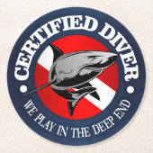 Certified Diver (Shark) Ronde Kartonnen Onderzetter (Voorkant)