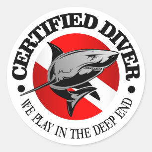 Certified Diver (Shark) Ronde Sticker