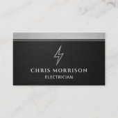 Certified Electrician Metallic Silver Black Visitekaartje (Voorkant)