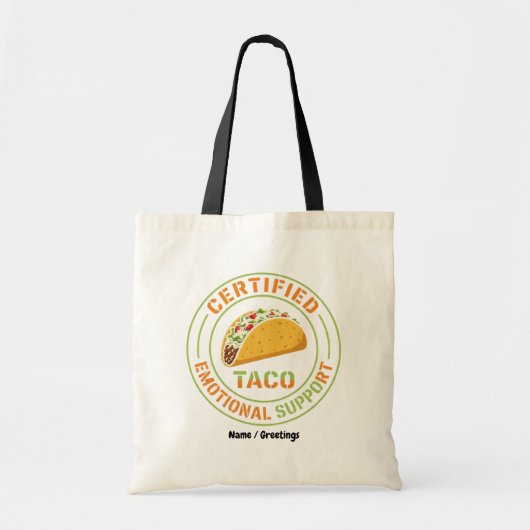 Certified Emotional Support Taco | Funny Foodie Ba Tote Bag (Voorkant)