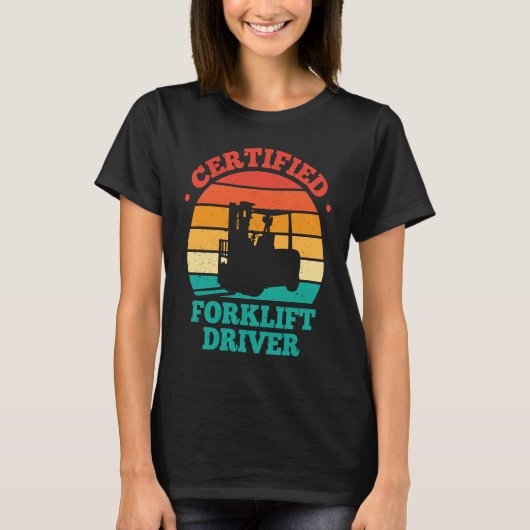 Certified Forklift Driver Retro T-shirt (Voorkant)