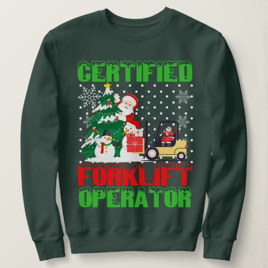 Certified Forklift Operator met kerstpyjama Driv Trui (Design voorkant)