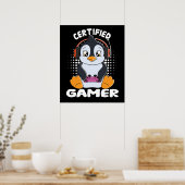 Certified Gamer Cute Penguin Poster (Keuken)