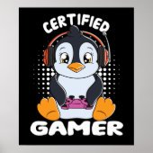 Certified Gamer Cute Penguin Poster (Voorkant)