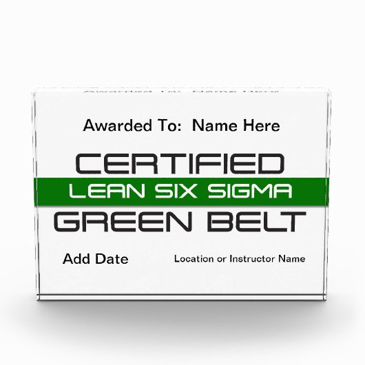 Certified Lean Six Sigma Green Belt Award Fotoblokken (Voorkant)