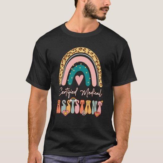 Certified Medical Assistant CMA Groovy Retro Rainb T-shirt (Voorkant)