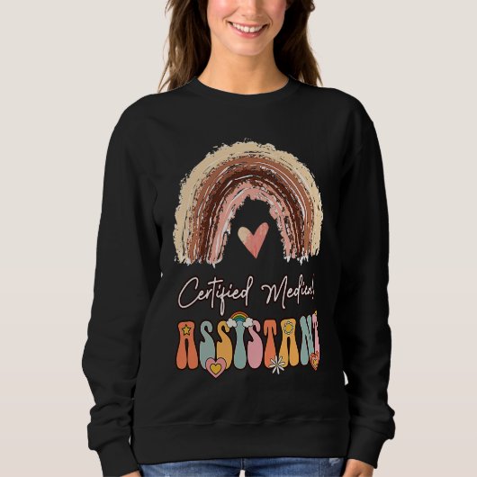 Certified Medical Assistant CMA Groovy Retro Rainb Trui (Voorkant)