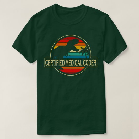 Certified Medical Coder Dinosaur T-shirt (Design voorkant)