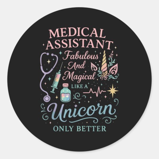 Certified Medical Istant Unicorn Cma Medical Istan Ronde Sticker (Voorkant)