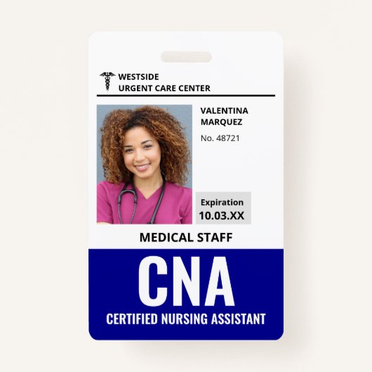 Certified Nursing Assistant CNA ID-fotobadge Badge (Voorkant)