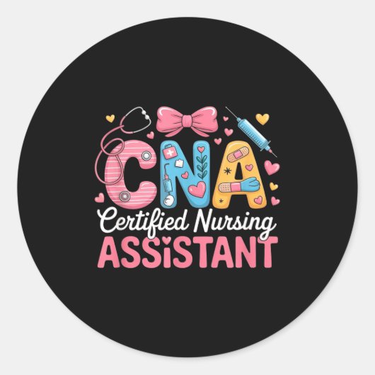 Certified Nursing Istant Nurse Aide Nurse Istant C Ronde Sticker (Voorkant)