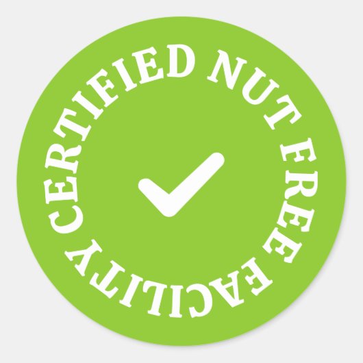 Certified Nut Free Facility – Green Allergy-Safe Ronde Sticker (Voorkant)