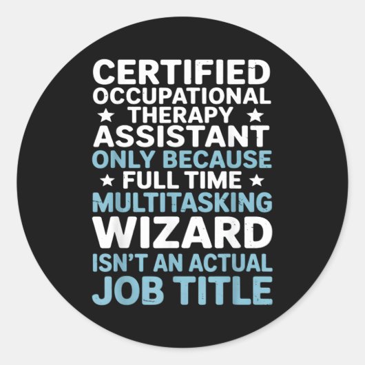 Certified Occupational Therapy Istant Cota Therast Ronde Sticker (Voorkant)