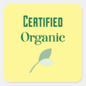Certified Organic with Leaf Symbol Vierkante Sticker (Voorkant)