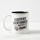 Certified Overthinker Funny Gift Mug Tweekleurige Koffiemok (Links)