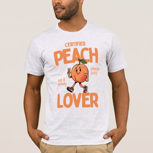 Certified Peach Lover Cute Funny Fruit Design T-shirt (Voorkant)