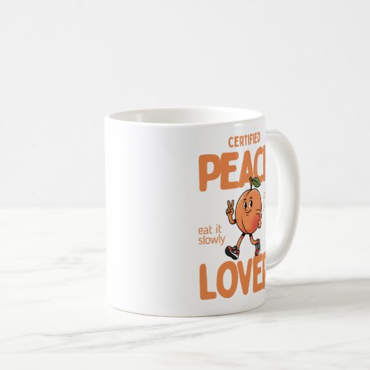 Certified Peach Lover Funny Fruit Mug Gift Koffiemok (Voorkant rechts)