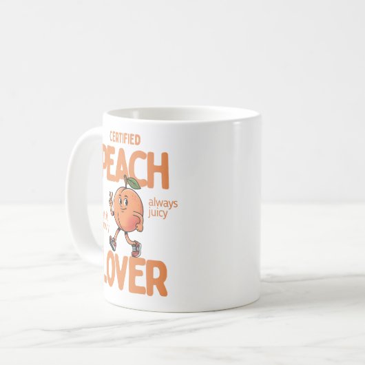 Certified Peach Lover Funny Fruit Mug Gift Koffiemok (Voorkant links)