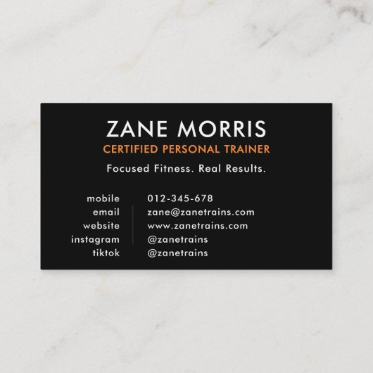 Certified Personal Trainer Visitekaartje (Achterkant)