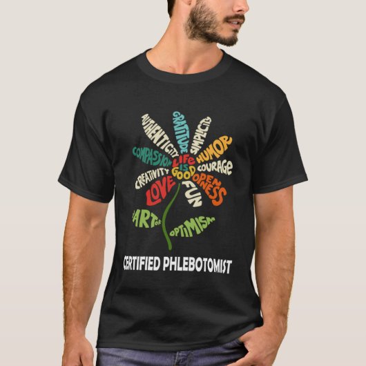 Certified Phlebotomist Flower Blood Venipuncture P T-shirt (Voorkant)