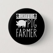 Certified Pig Farmer Gezegde Pig Farmer Ronde Button 5,7 Cm (Voorkant)