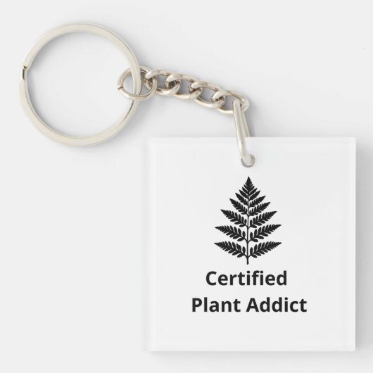 Certified Plant Addict Logo with Black Fern Silhou Sleutelhanger (voorkant)