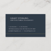 Certified Public Accountant Navy Blue Professional Visitekaartje (Achterkant)