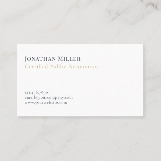 Certified Public Accountant Simple Professional Visitekaartje (Voorkant)