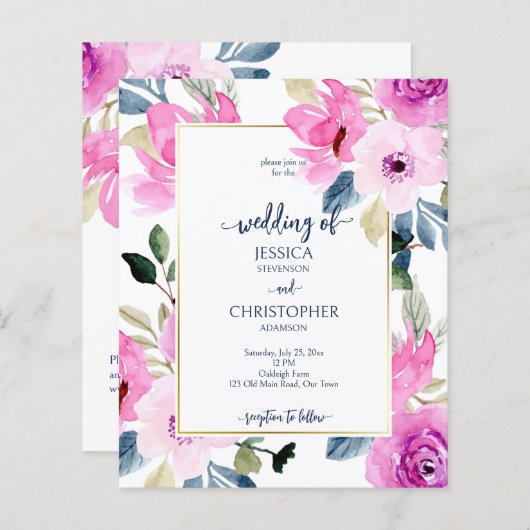 Certified roze Spring bloemen budget bruiloft nodi (Voorkant / Achterkant)