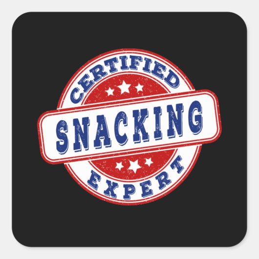 Certified snacking expert seal vierkante sticker (Voorkant)
