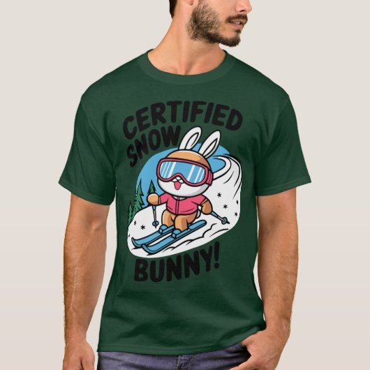 Certified Snow Bunny Funny Skiing Bunny Pun Oversi T-shirt (Voorkant)
