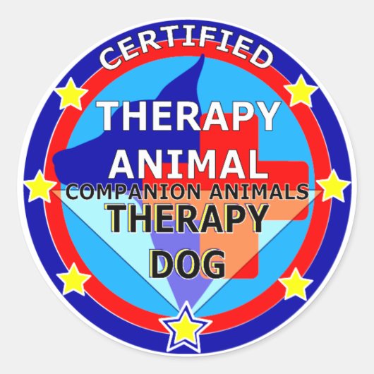 CERTIFIED THERAPY ANIMAL THERAPY - HOND RONDE STICKER (Voorkant)