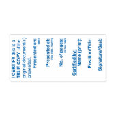 Certified True Copy Stamp (Blue) Zelfinktende Stempel (Design)