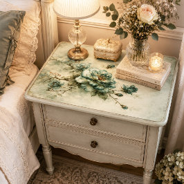Cerulean Blauw Olieverf Rozen Tak Decoupage Tissuepapier