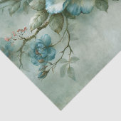 Cerulean Blauw Olieverf Rozen Tak Decoupage Tissuepapier (Detail)