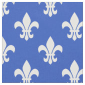 Cerulean blauw, wit Fleur de Lis patroon Stof (Close Up)