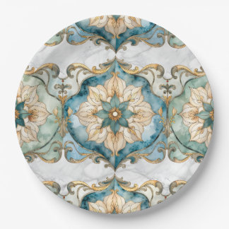 Cerulean Bloom Tapestry Feest Papieren Borden Bordje