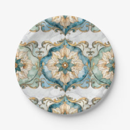 Cerulean Bloom Tapestry Feest Papieren Borden Bordje