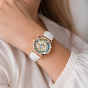 Cerulean Bloom Tapestry Horloge
