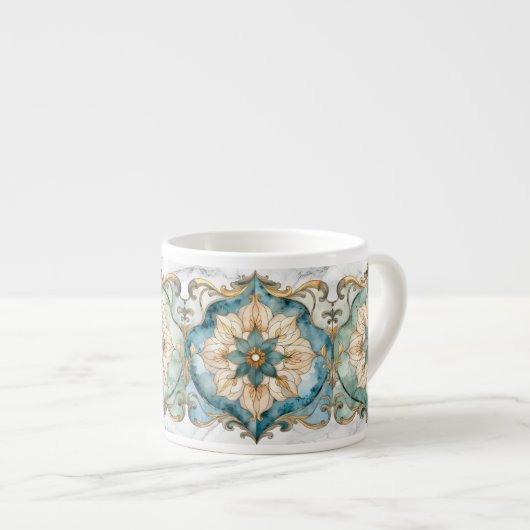 Cerulean Bloom Tapijt Espresso Kop (Voorkant rechts)
