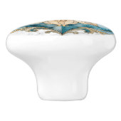 Cerulean Bloom Tapijt Keramische Knop (Zijkant)
