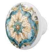 Cerulean Bloom Tapijt Keramische Knop (Rechts)
