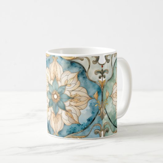 Cerulean Bloom Tapijt Koffiemok (Voorkant rechts)