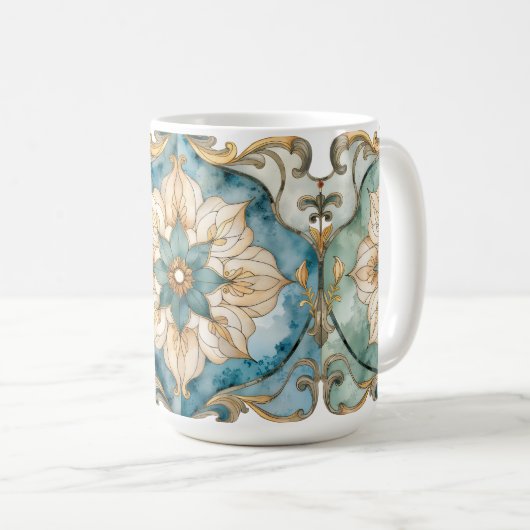 Cerulean Bloom Tapijt Mok (Voorkant rechts)
