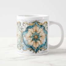 Cerulean Bloom Tapijt Reuzen Koffiemok