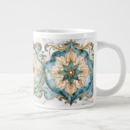 Cerulean Bloom Tapijt Reuzen Koffiemok Grote Koffiekop