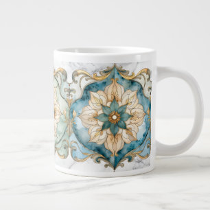 Cerulean Bloom Tapijt Reuzen Koffiemok Grote Koffiekop