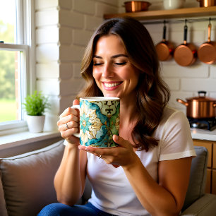Cerulean Bloom Tapijt Specialty 20oz Koffiekop Grote Koffiekop