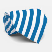 Cerulean Blue and White Diagonal Stripes Stropdas (Opgerold)